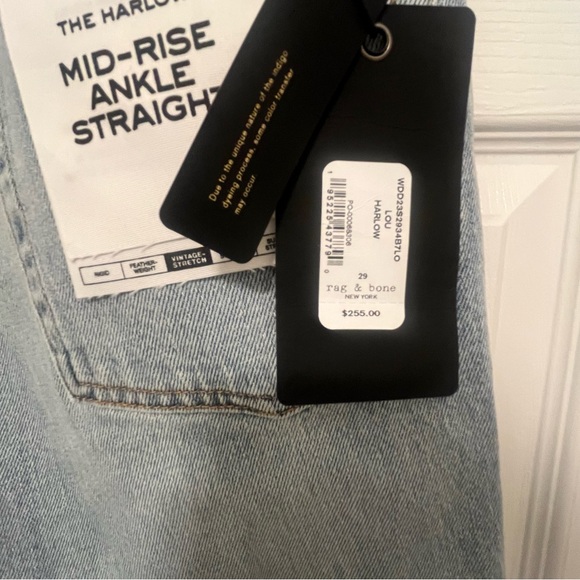 Rag and bone The Harlow mid-rise ankle straight light blue jeans BRAND NEW - Picture 3 of 8